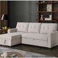 Beige L Shaped Convertible Sleeper Sectional Couch-1