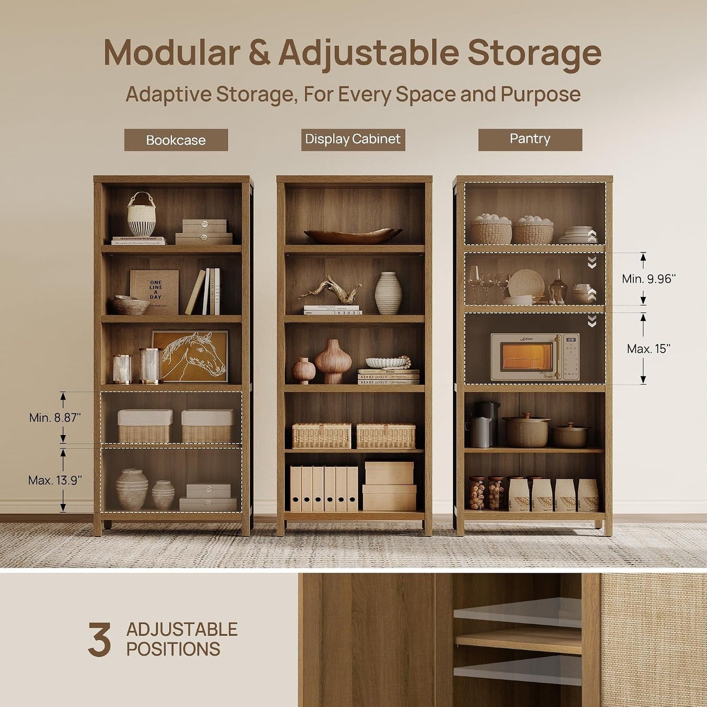 Tall Rattan Bookcase Featuring Doors Adjustable Shelves