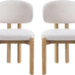 Beige Upholstered Mid Century Dining Chairs Collection
