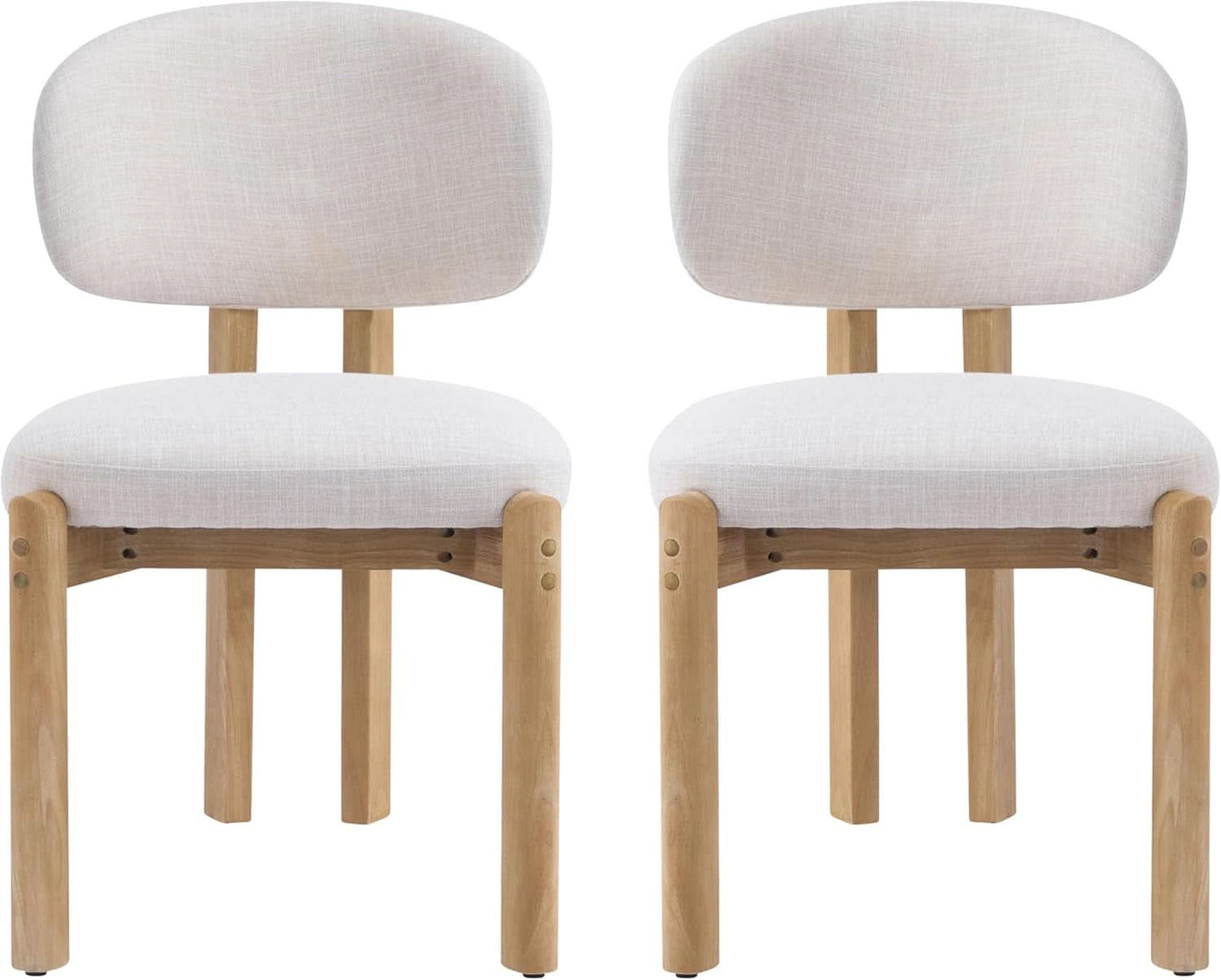 Beige Upholstered Mid Century Dining Chairs Collection