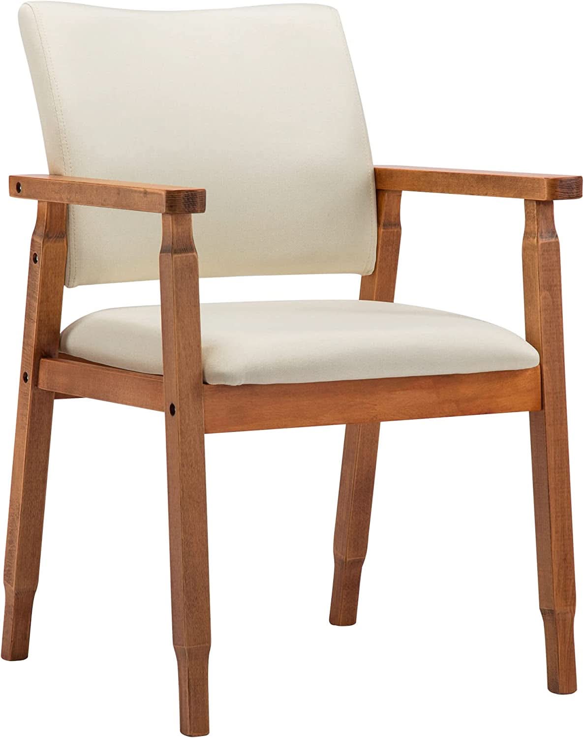 Mid Century Modern Walnut Dining Chairs With Beige Fabric