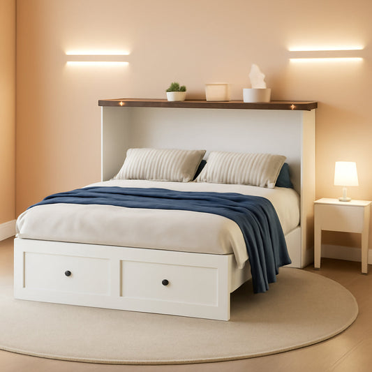 Farmhouse Murphy Bed With 900Lbs Capacity Charging Station