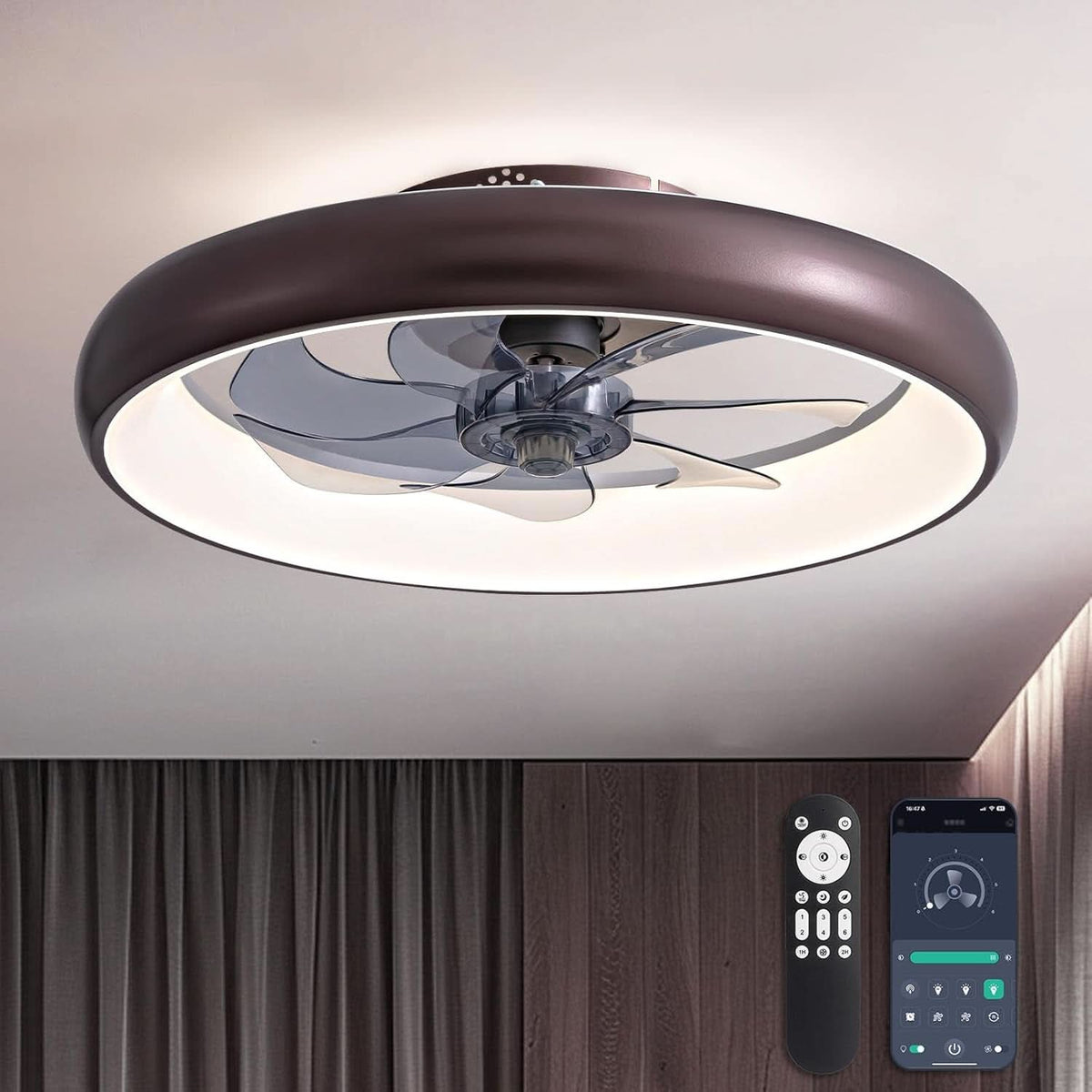 20 Inch Ceiling Fan With Dimmable Led Lights And Remote