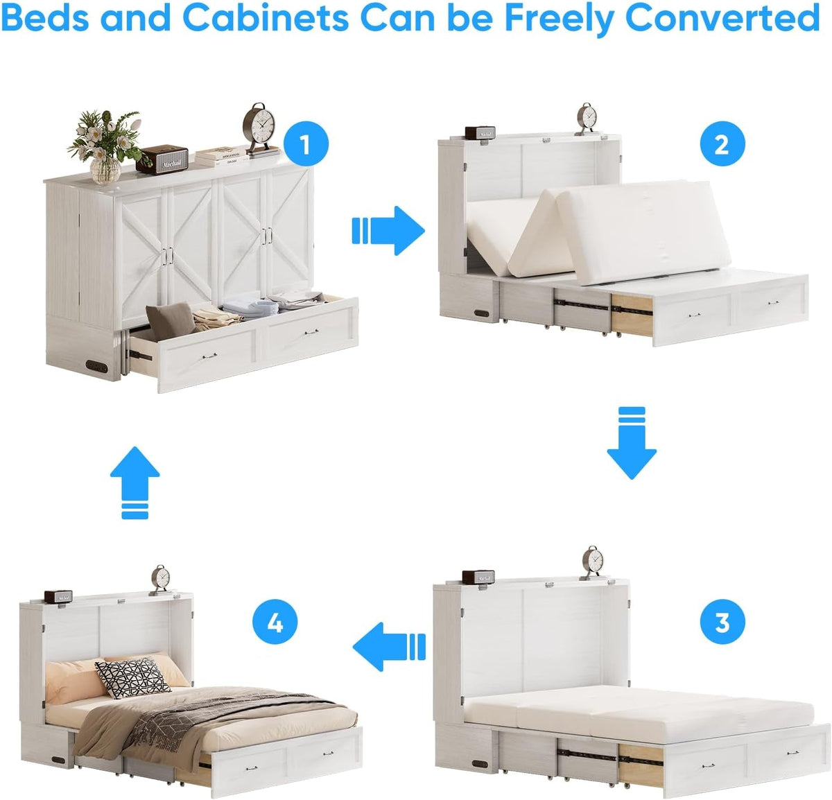Queen Murphy Bed Cabinet With Integrated USBCharge-2