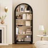 Tall Black Arched Bookcase Featuring Spacious Shelving