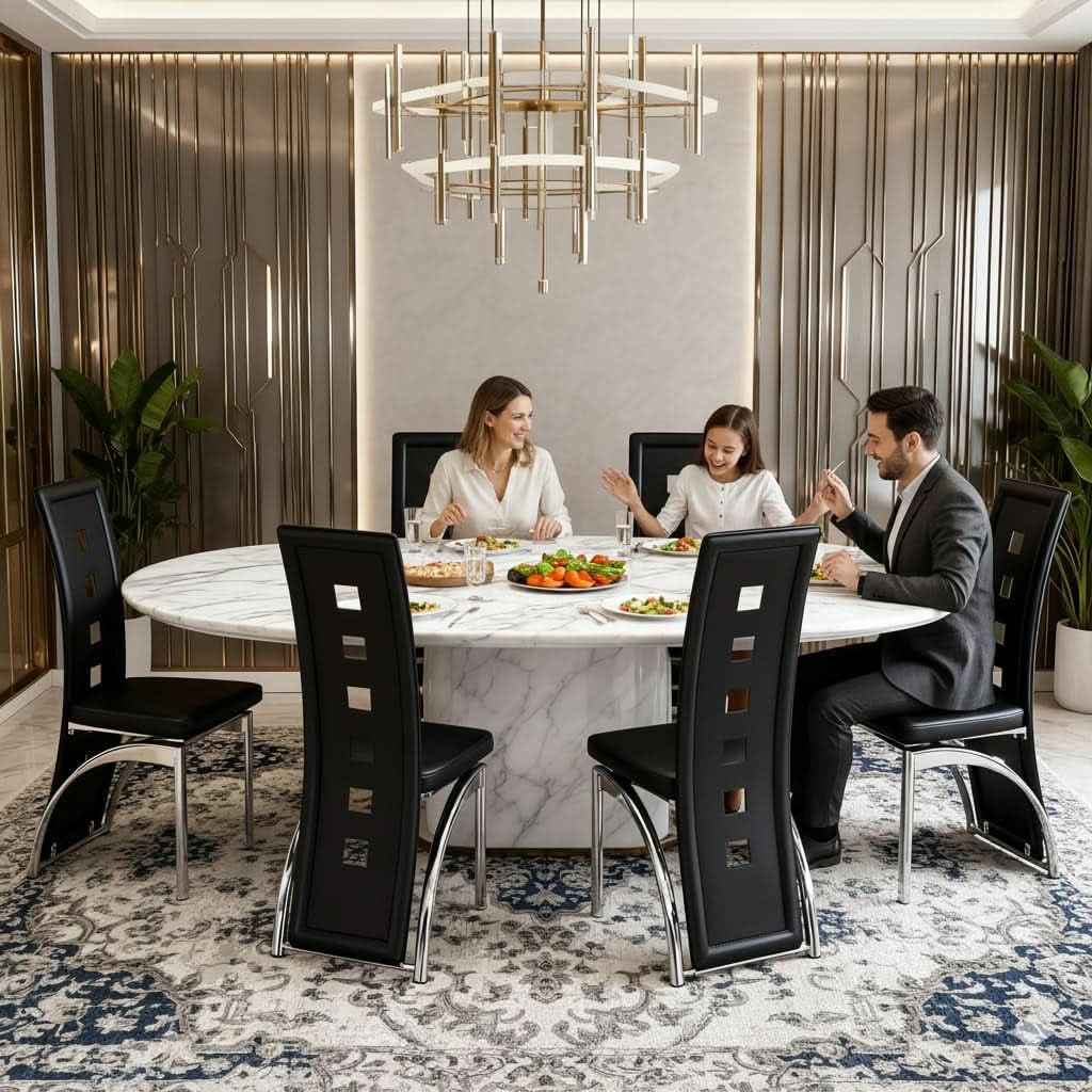 Ergonomic Black Upholstered Dining Chairs With Legs
