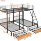 Black Metal Triple Bunk Bed With Drawers Full Over Twin Bunk Beds