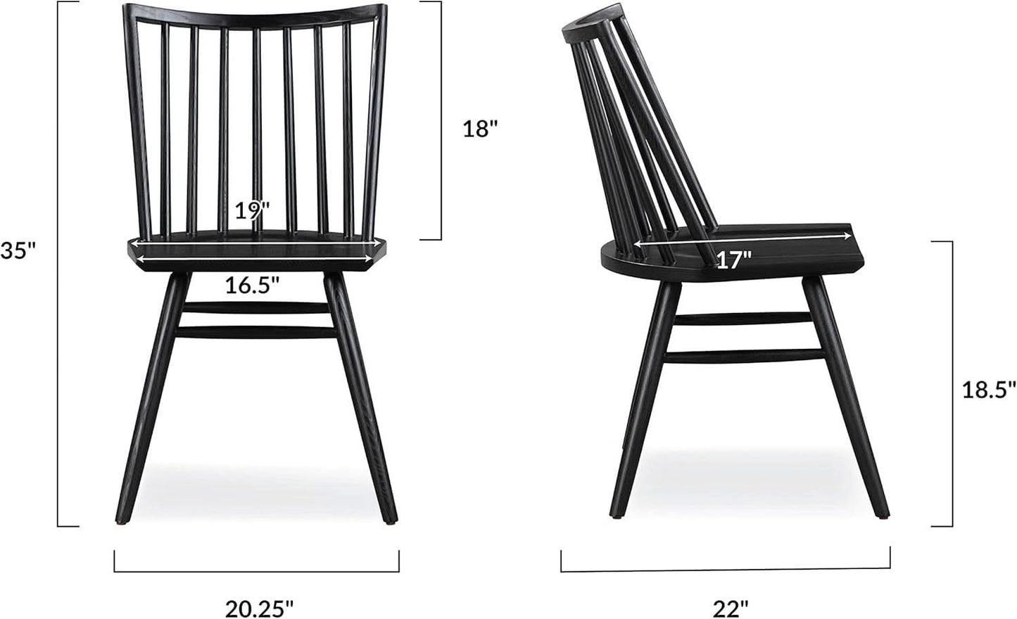 Talia Windsor UltraMatte Black Ashwood Dining Chair