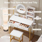 White Gold Vanity Console Table With Illuminated Mirror