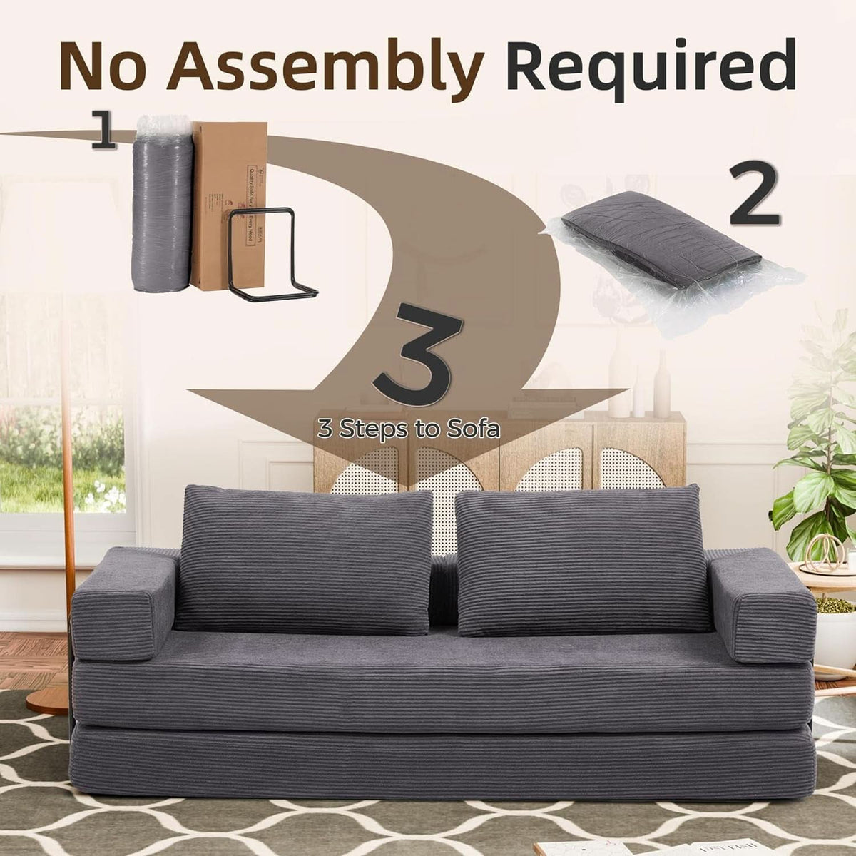 Corduroy Four In One Transformational Sleeper Sofabed
