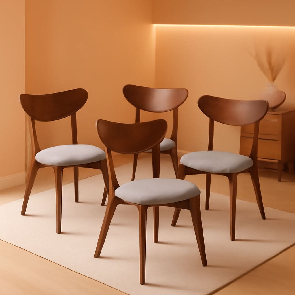 Curved Back Upholstered Contemporary Dining Chairs Four