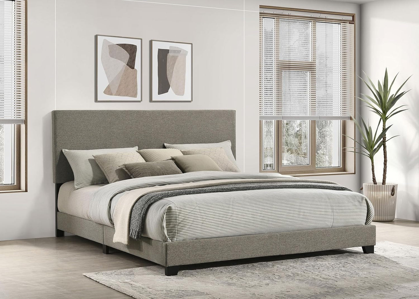 Taupe California King Transitional Style Bed Frame