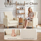 Beige Upholstered Accent Chair Featuring Lumbar Pillow