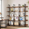 Triple Wide Floorstanding Large Bookcase Vintage Brown