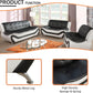 Living Room Faux Leather Sofa Set 3 Piece Black White
