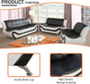 Living Room Faux Leather Sofa Set 3 Piece Black White