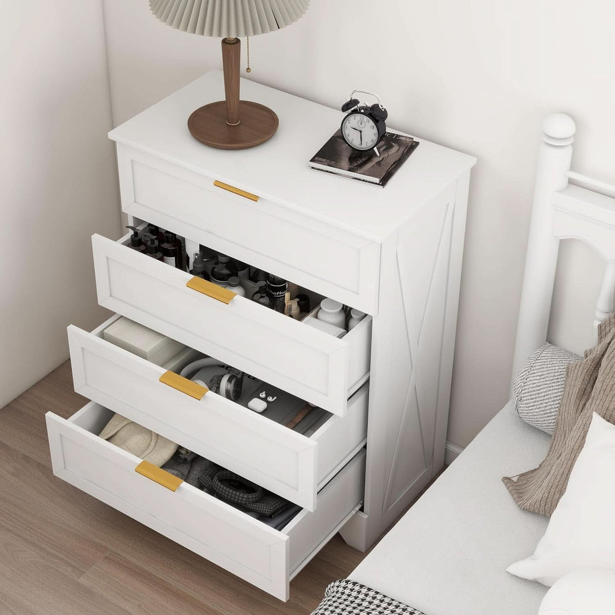 White Lofty Hardwood Dresser With Generous Drawers
