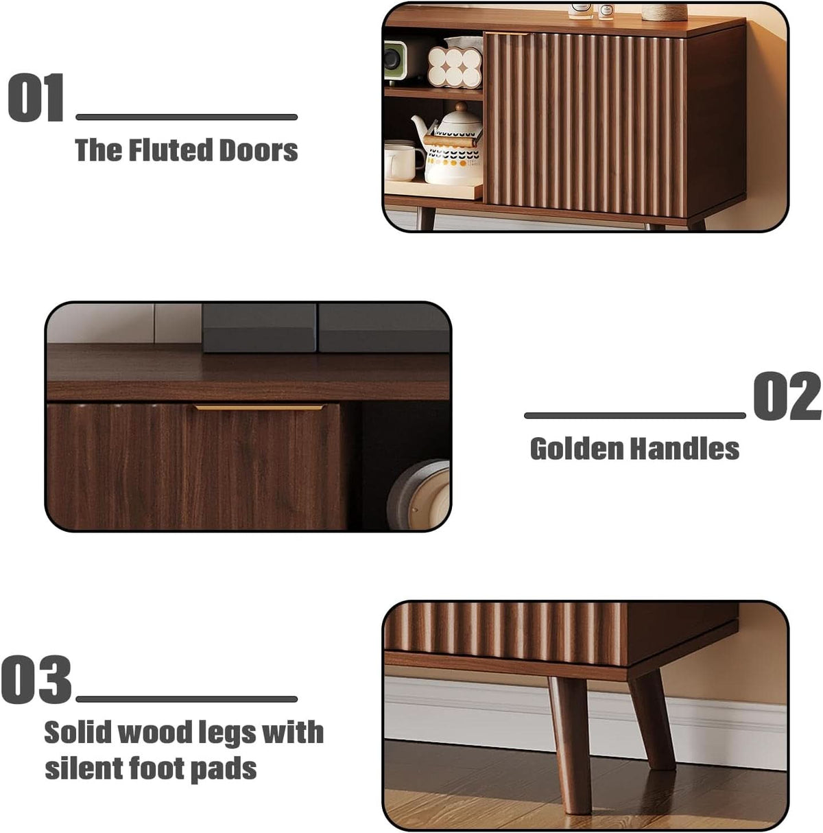 55 Inch Ornatelyfluted TV Stand With Entertainmentcenter