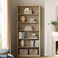72 Inch Natural Wood Adjustable Freestanding Bookcase