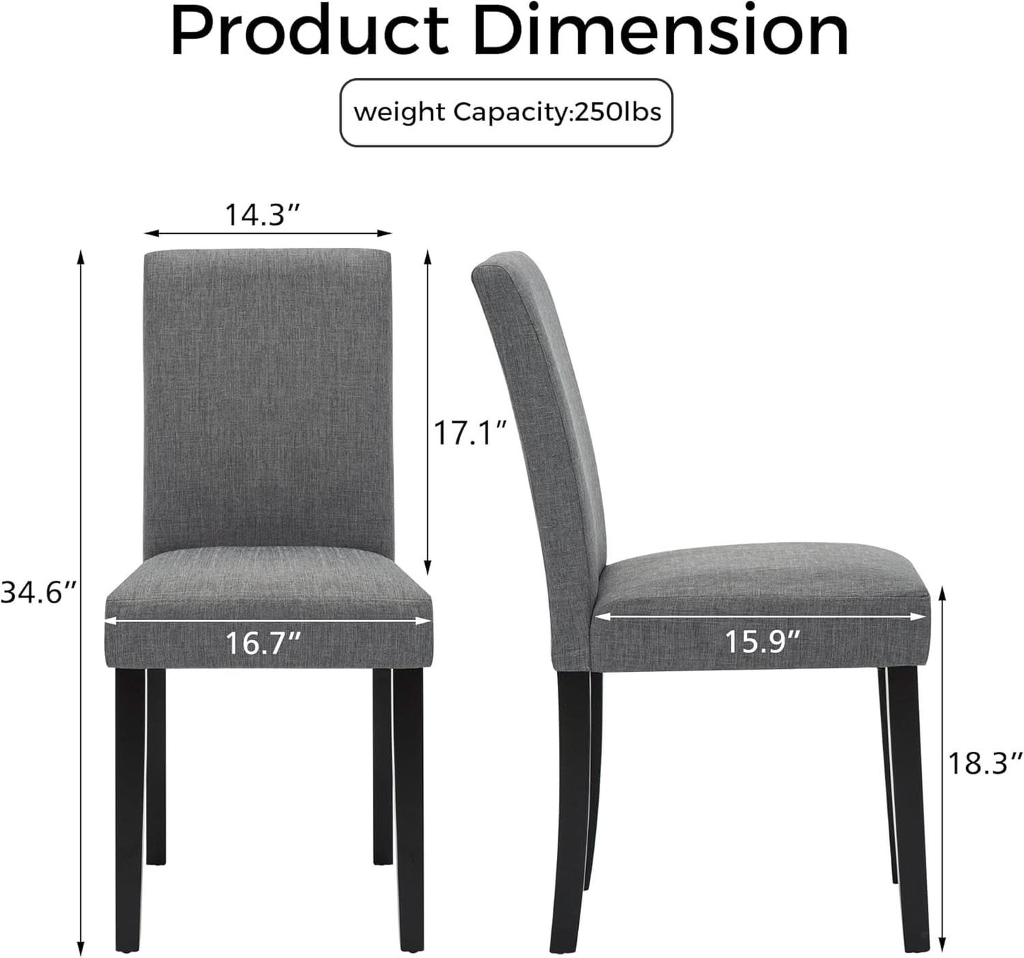 Gray Modern Fabric Upholstered Dining Chairs Set Of 4