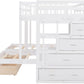 White Triple Bunk Bed With Storage Staircase Full Over Twin And Twin Bunk Bed