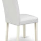 Parson Dining Chairs White Faux Leather Upholstered Pair