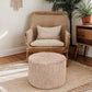 Khaki Round Ottoman Pouf 20x20x14 Inches Luxurious