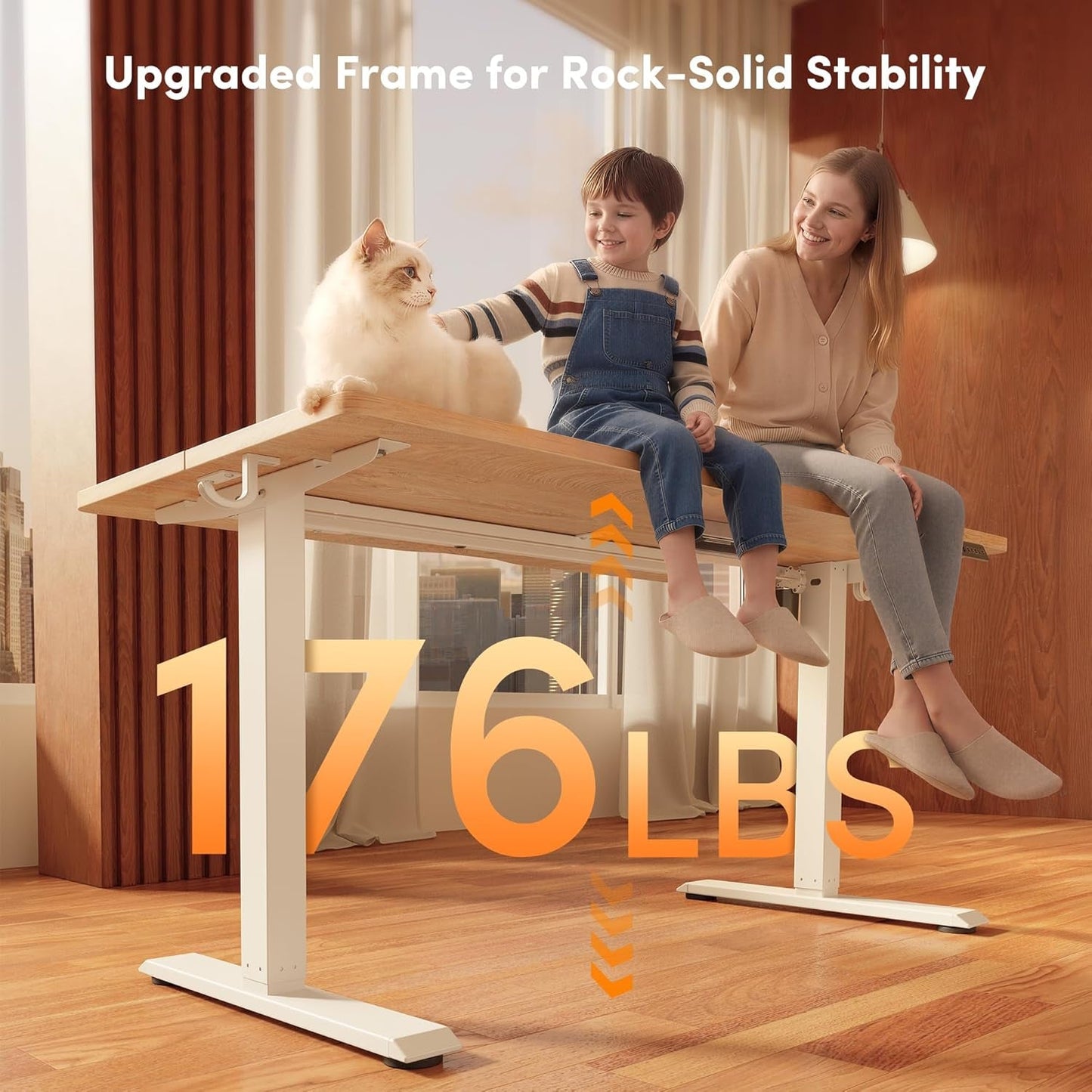 Electric Standing Desk 48x24 Inches Adjustable White