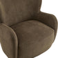 Brown Velvet Wingback Chair With Contoured Backrest