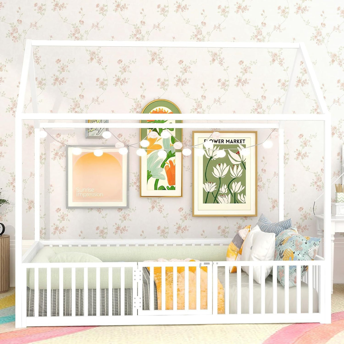 Premium Powder Coated Metal Montessori Floor Bed White