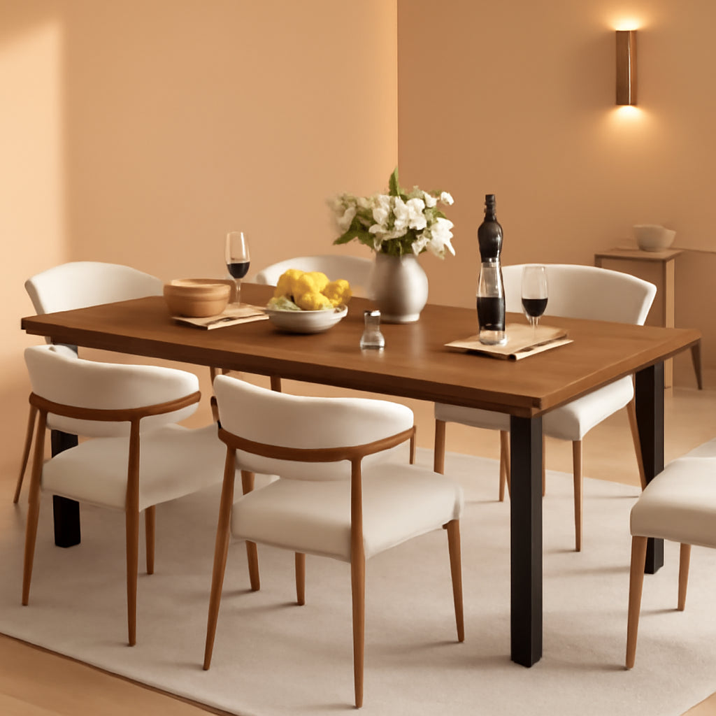 Rectangular Contemporary Brown Dining Table 79 Inch