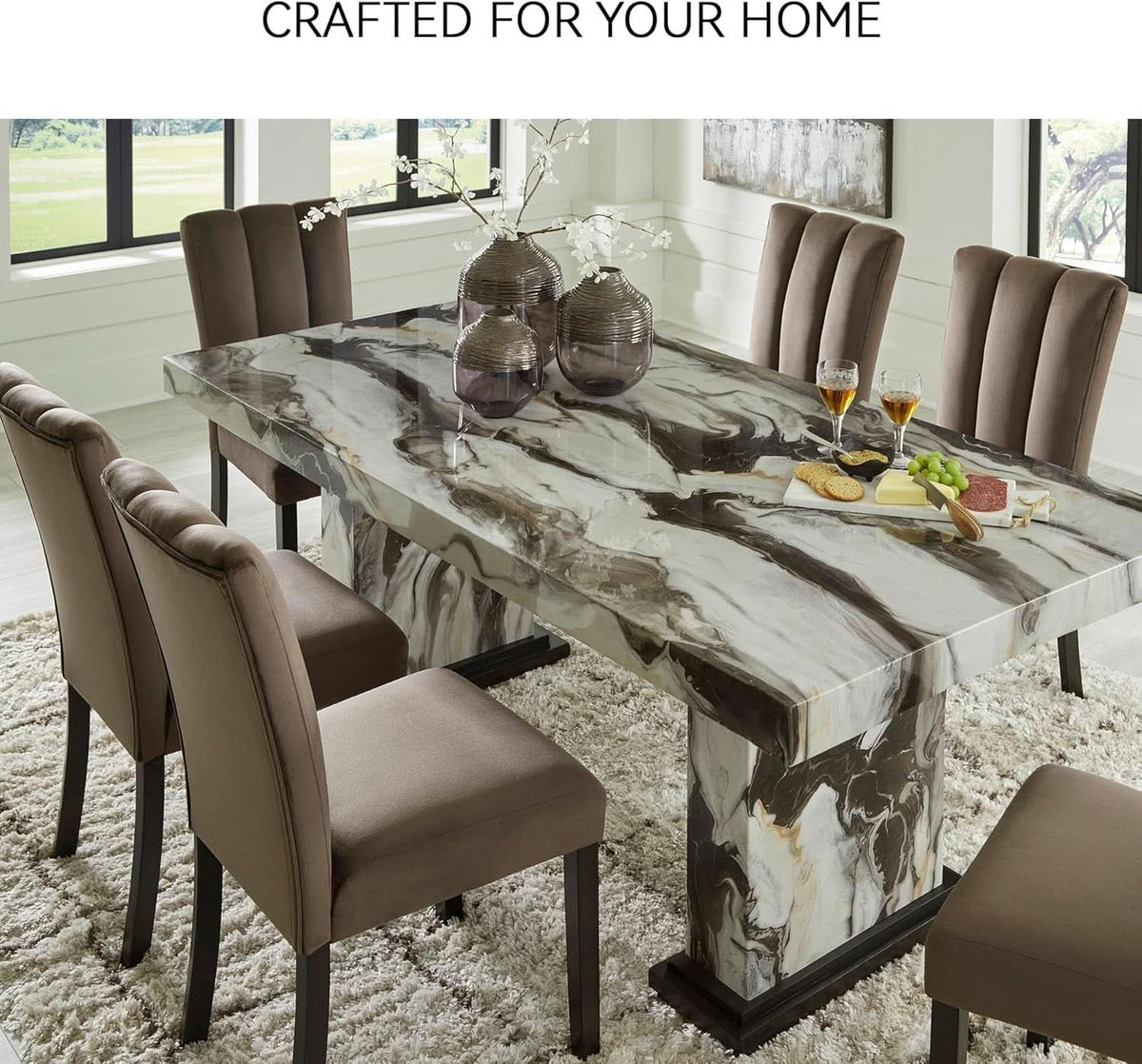 Pair Contemporary Velvet Dining Chairs Chocolate Brown