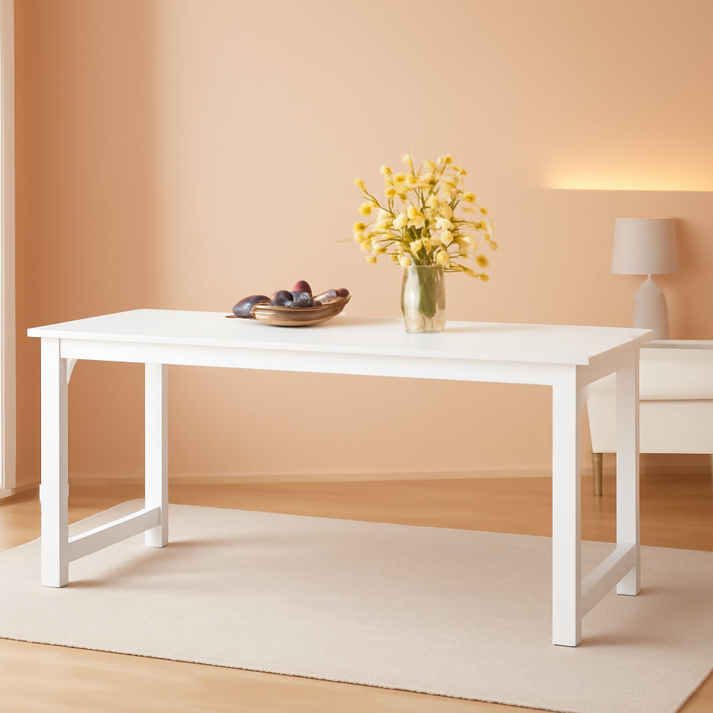 White Rectangular Dining Table 71 Inches Household