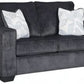 Dark Gray Modern Loveseat With Two Accent Pillows Included