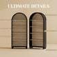 Tall Black Arched Bookcase Featuring Spacious Shelving