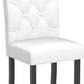 Tufted Leather Dining Chairs Set of 2 White Wood Legs