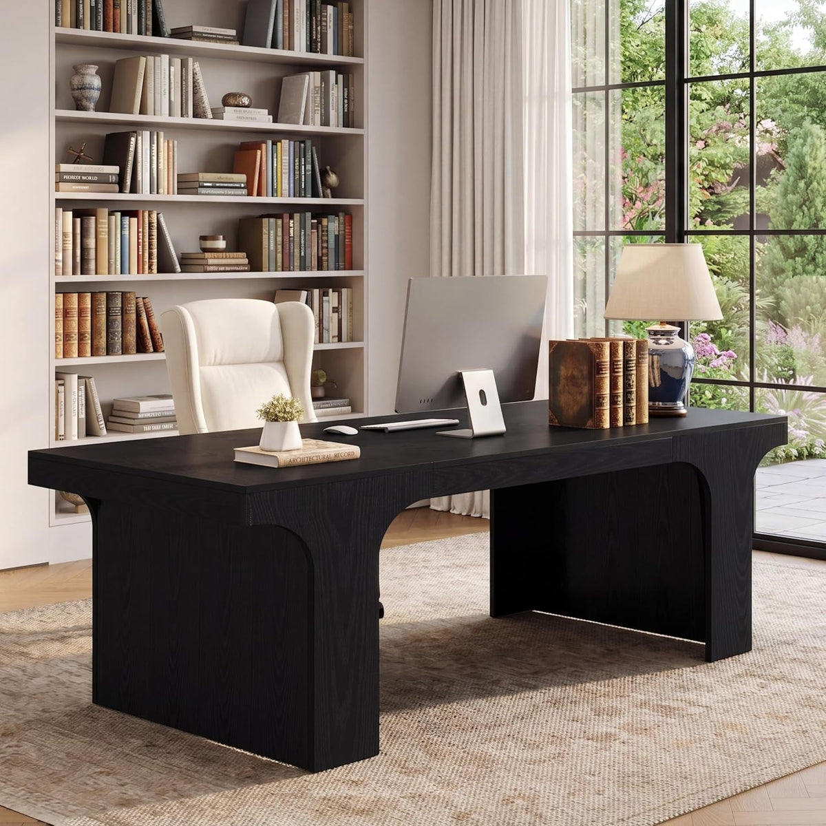 70 Inch Black Contoured Executive Desk Home Office Pro-0