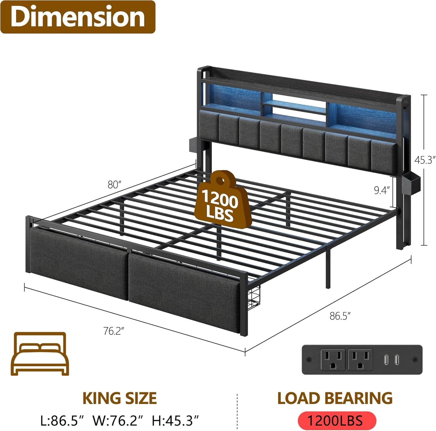 King Size Platform Bed Frame With Storage Solutions