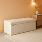 Cream White Storage Ottoman Bench Foldable 15x43x15