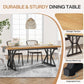 Farmhouse Dining Table 70.8 Inch Wood With Metal Legs