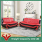 Leather Three Piece Living Room Sofa Set Black And Red
