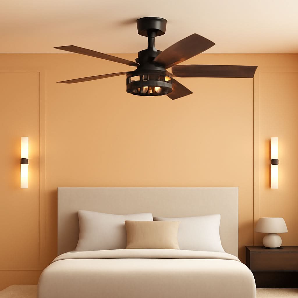 42 Inch Rustic Black Farmhouse Ceiling Fans Remote Control