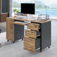 Walnut 53 Inches Workstation Desk Lockable Drawers