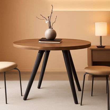 Contemporary Rustic Walnut Wood Dining Table 31.5in Round