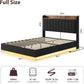 Black Floating Full Bed Frame With Storage Headboard