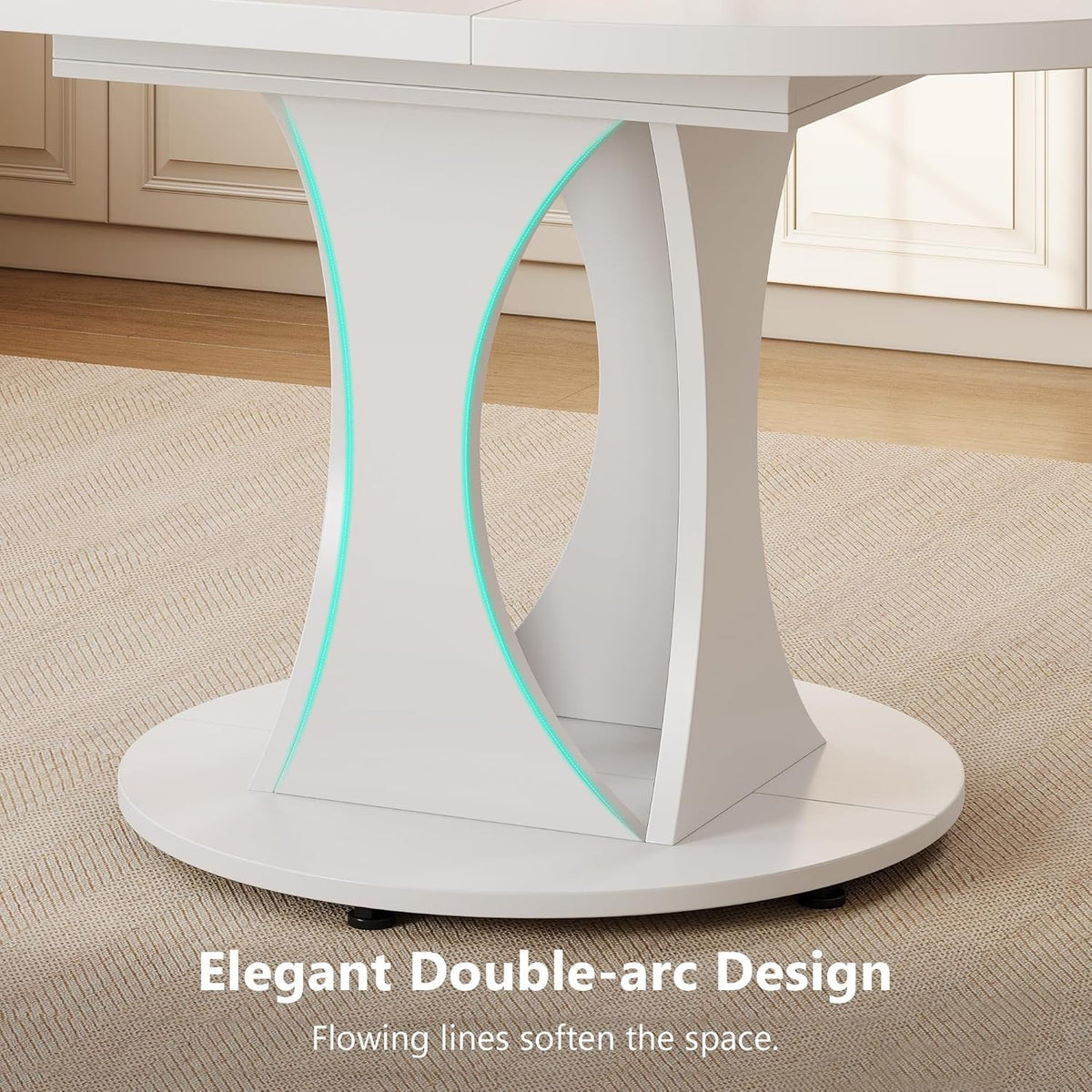 Round Dining Table 47 Inch White Finish Living Room Area