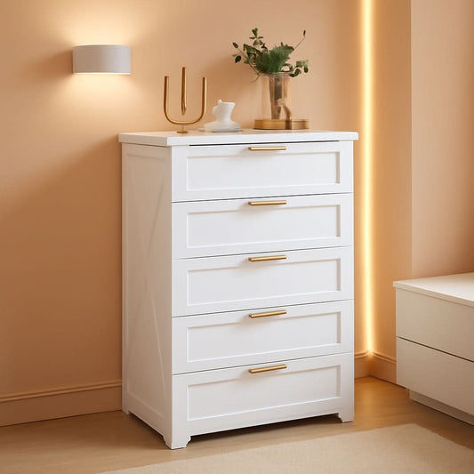 White Lofty Hardwood Dresser With Generous Drawers