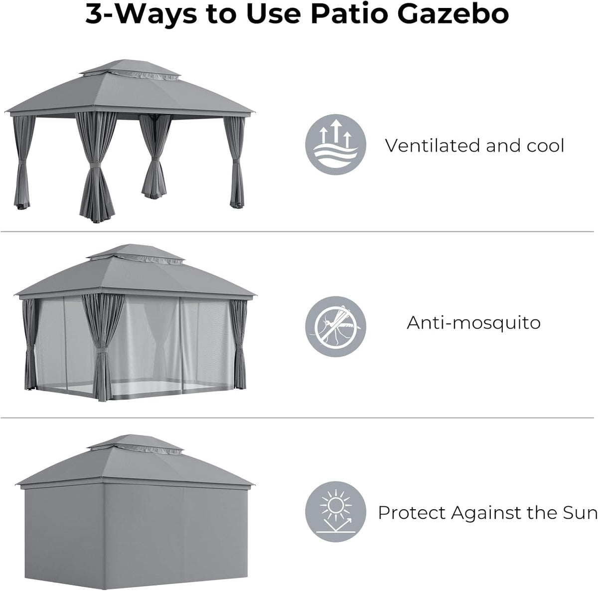 Durable Outdoor Gazebo 10x13 Ft Weatherproof Roofs