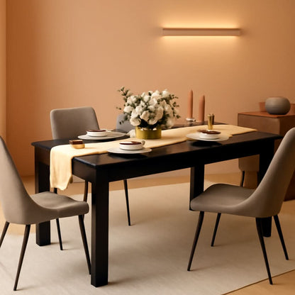63 Inch Wood Dining Table For Four To Six People Black