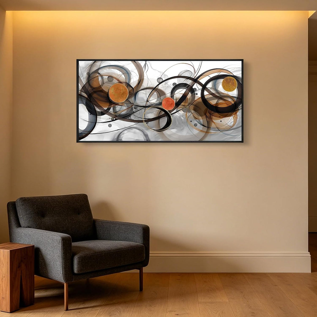 Charcoal Brown Abstract Wall Art Canvas 40X20 Inches